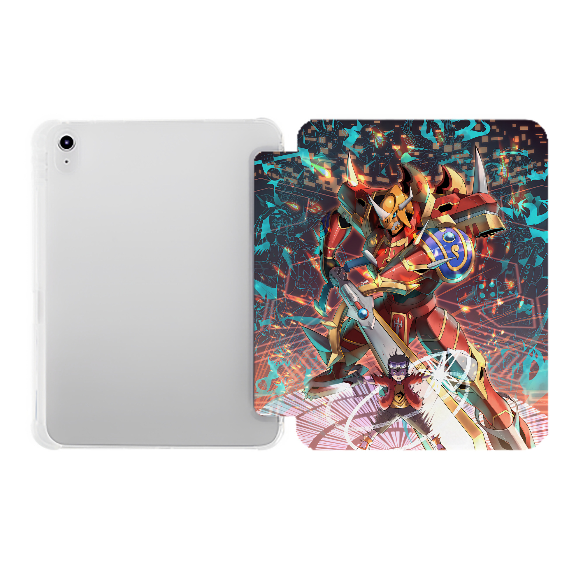 （画像用） Digimon デジタルモンスター/デジモン IPad ケース ペン収納付き 三つ折りスタンド PUレザー×シリコン 対応機種9.5/10.5/10.9インチ